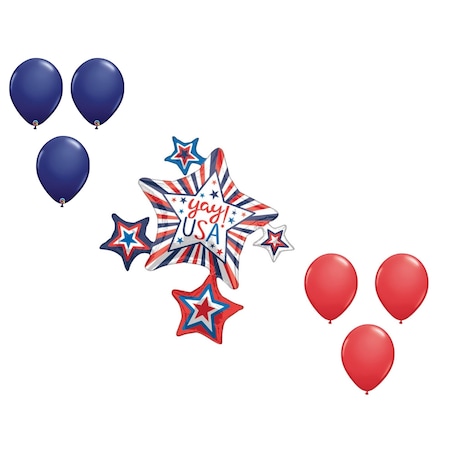 35 Inch USA YAY Star Cluster Balloon Shape Set 6x Latex